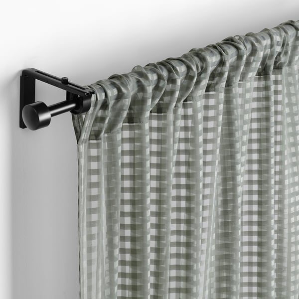SANDDÅDRA Sheer curtains, 1 pair, green/with rod pocket, 145x250 cm