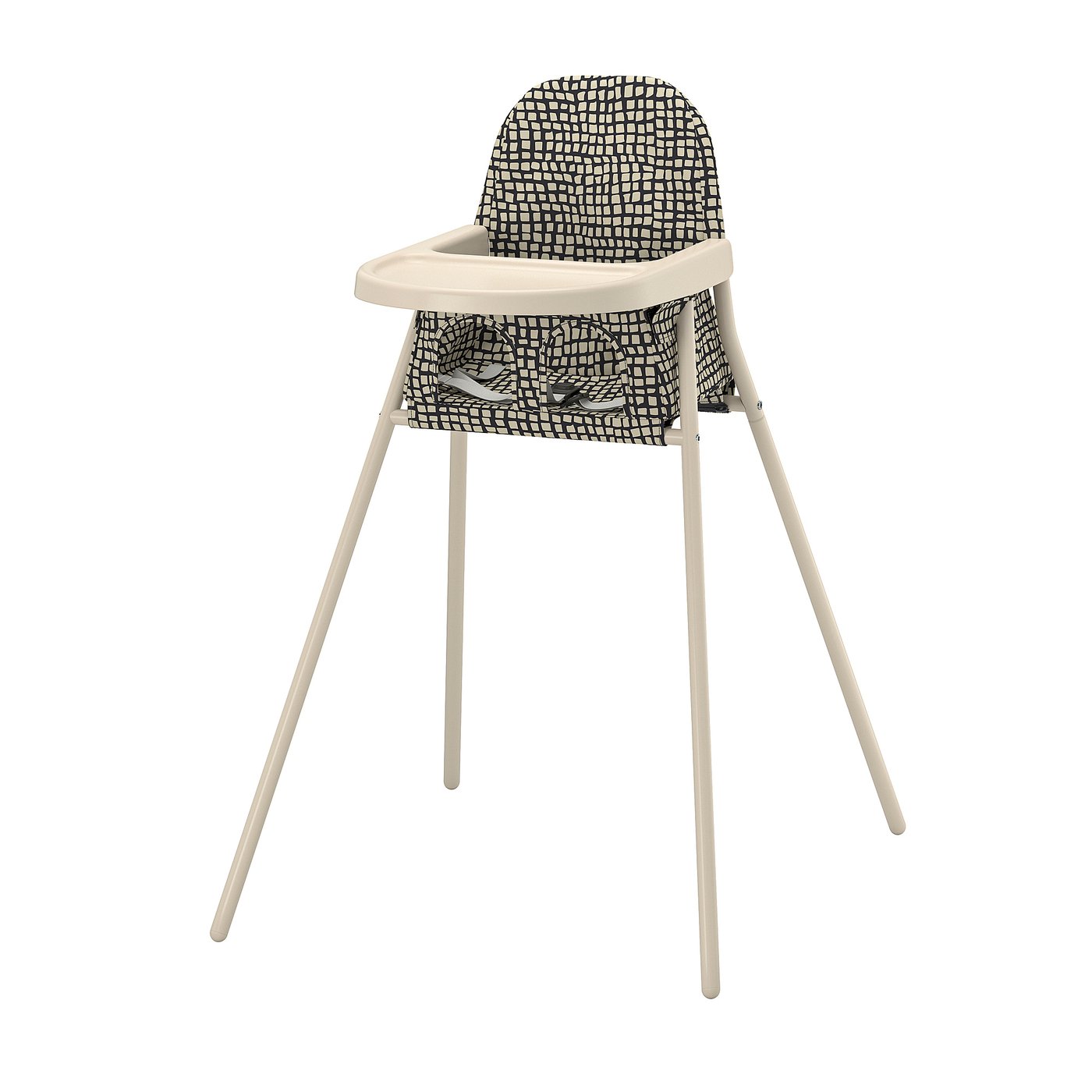 SANDKATT Highchair with tray, beige/anthracite