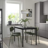 SANDSBERG / ÖSTANÖ Table and 4 chairs, black black/Remmarn deep green, 110 cm