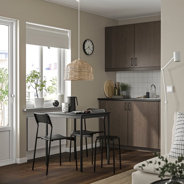 SANDSBERG Table and 2 chairs, black black/black, 67x67 cm