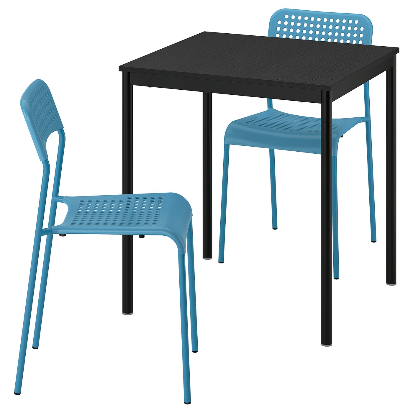 SANDSBERG Table and 2 chairs, black black/blue, 67x67 cm (26 3/8x26 3/8 ")