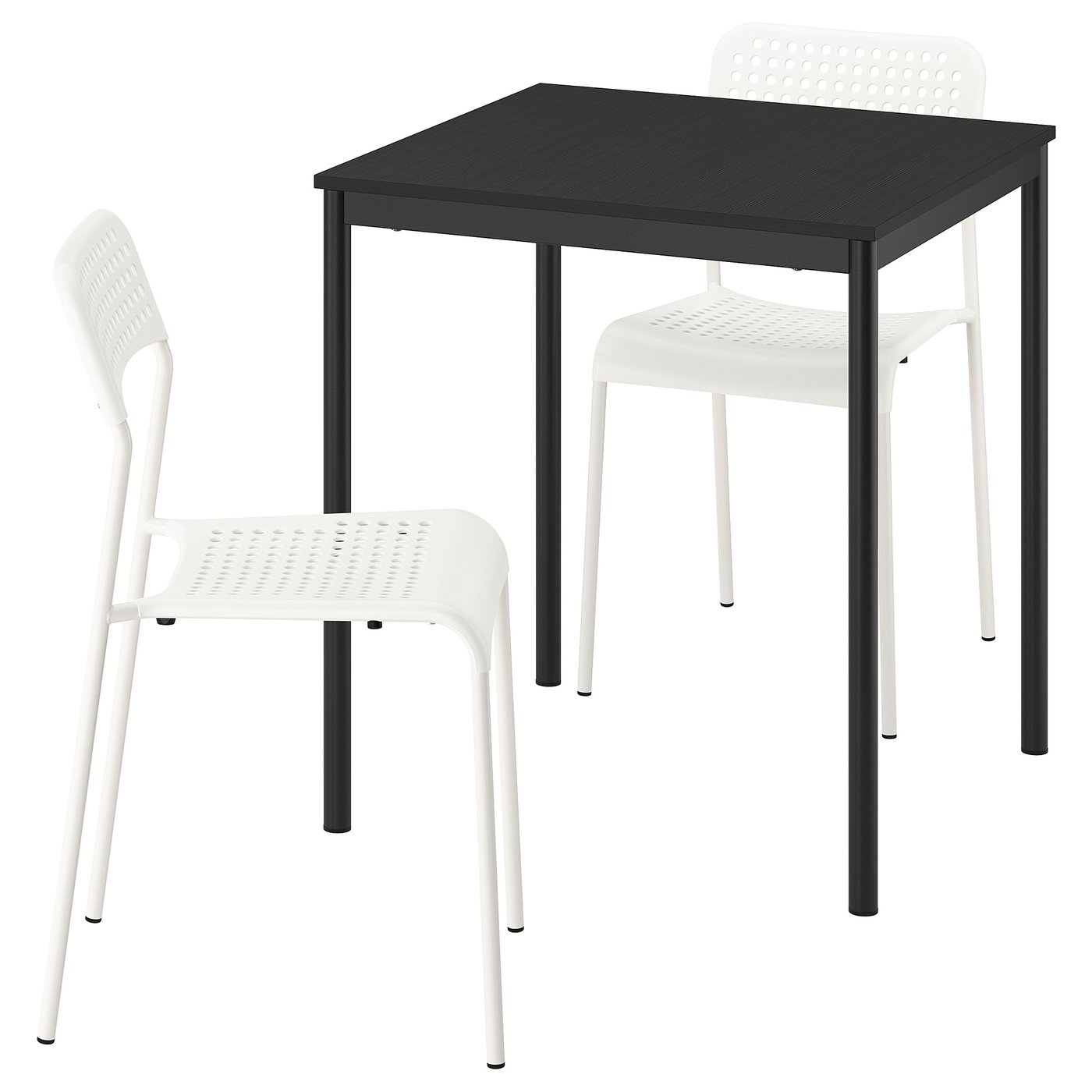 SANDSBERG Table and 2 chairs, black black/white, 67x67 cm (26 3/8x26 3/8 ")