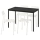 SANDSBERG Table and 4 chairs, black black/white, 110x67 cm