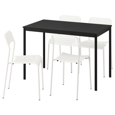 SANDSBERG Table and 4 chairs, black black/white, 110x67 cm
