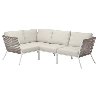 SEGERÖN Corner sofa, 3-seat, outdoor white/beige/Frösön/Duvholmen beige