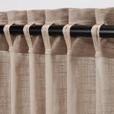 Silverlönn SILVERLÖNN sheer curtains, 1 pair, beige/with heading tape, 145x250 cm ...