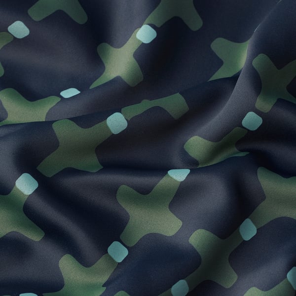 SKOGSSVINGEL Room darkening curtains, 1 pair, dark blue/green, 145x250 cm