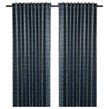 SKOGSSVINGEL Room darkening curtains, 1 pair, dark blue/green, 145x250 cm