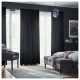 SKOGSSVINGEL Room darkening curtains, 1 pair, dark blue/green, 145x250 cm