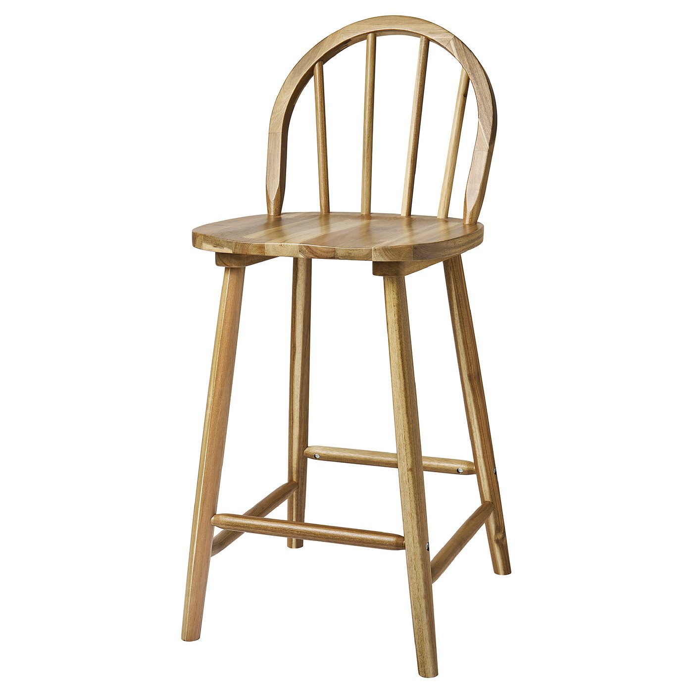 SKOGSTA Bar stool with backrest, counter height acacia, 62 cm (24 3/8 ")