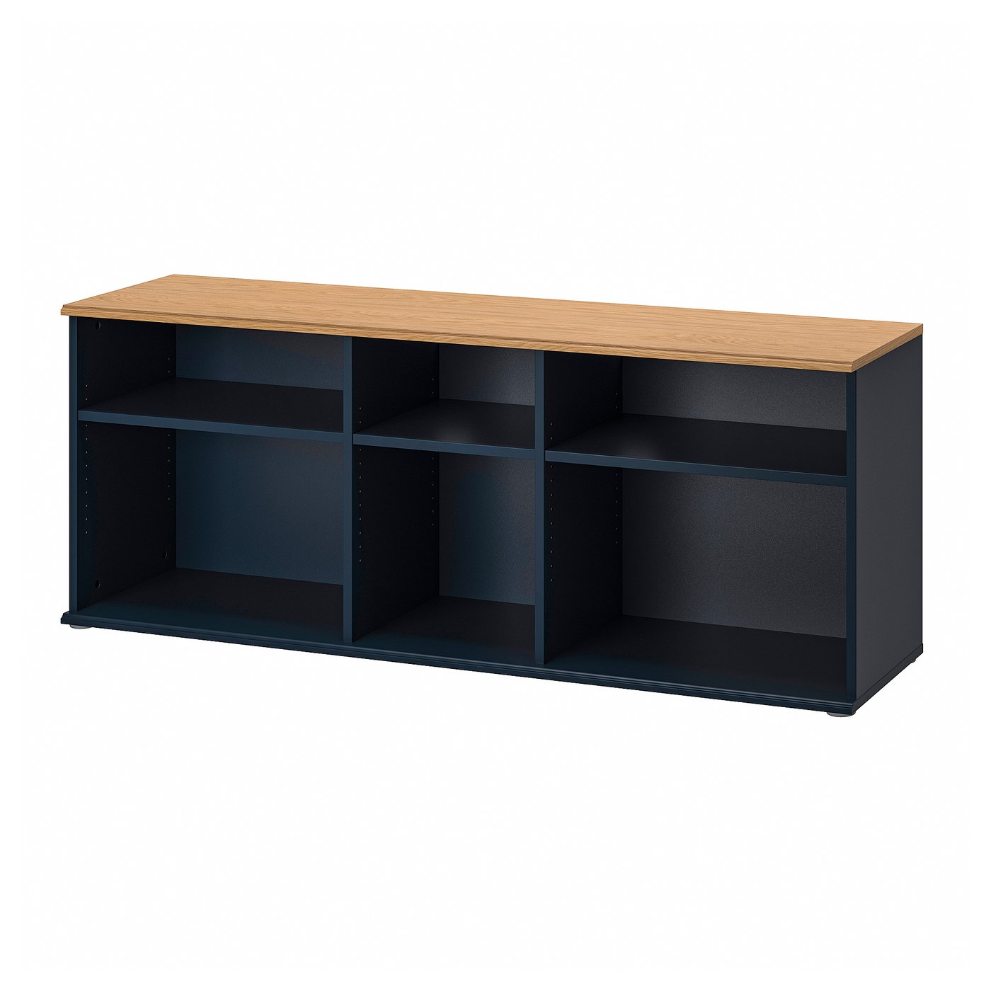 SKRUVBY TV bench, black-blue, 156x38x60 cm (61 3/8x14 3/4x23 5/8 ")