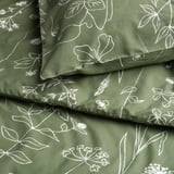 SLÅNGULDMAL Duvet cover and pillowcase, green/floral pattern, 150x200/50x80 cm