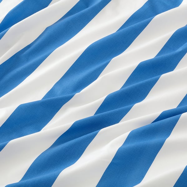 SLÅNHÖSTMAL Flat sheet and pillowcase, blue/striped, 150x260/50x80 cm