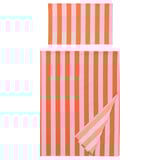 SLÅNHÖSTMAL Flat sheet and pillowcase, orange/pink/stripe, 150x260/50x80 cm