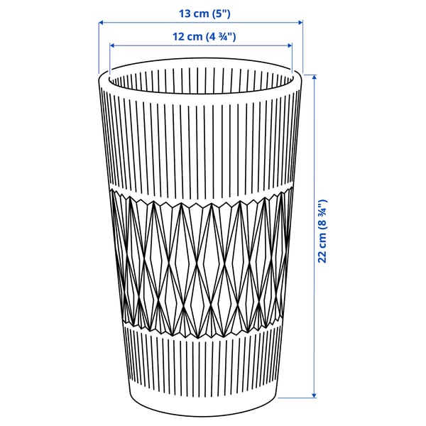 SMÄLLSPIREA Vase, clear glass/patterned, 22 cm
