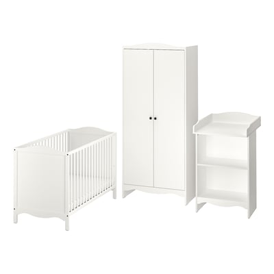 SMÅGÖRA 3-piece baby furniture set, white, 60x120 cm