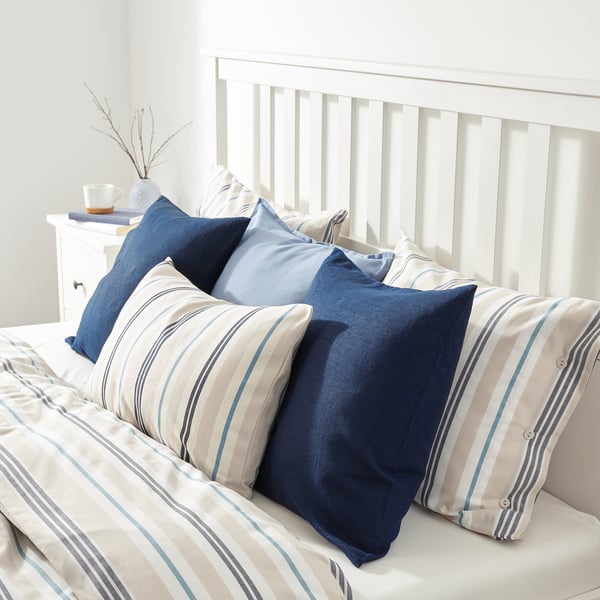 SMALSTÄKRA Cushion cover, beige/blue, striped IKEA