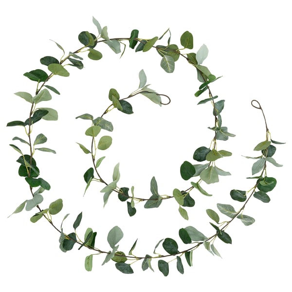 SMYCKA: green artificial garland, recycled plastic, circular design for festive decor.