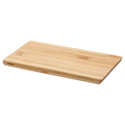 SNEDNÄBB bamboo cutting board, natural wood colour, rectangular shape, slanted edges, durable and eco-friendly design.