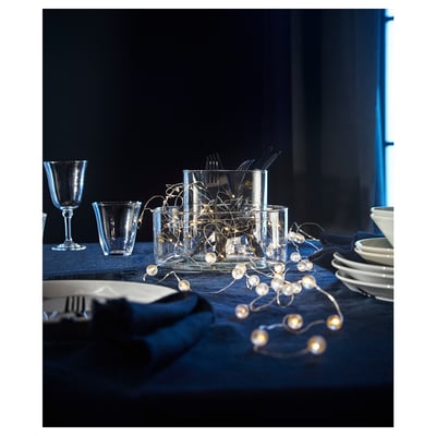 SNÖYRA LED lighting chain with 40 lights, indoor/battery-operated silver-colour