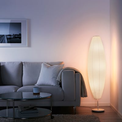 SOLLEFTEÅ Floor lamp, oval beige