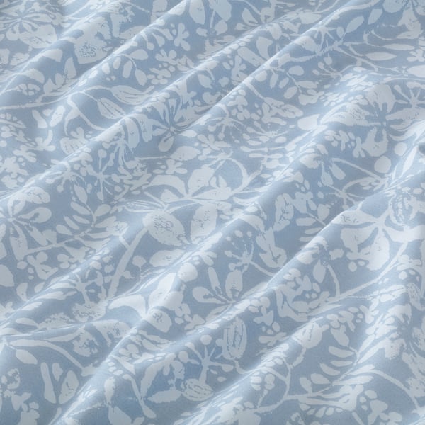 SOMMARSLÖJA Flat sheet and 2 pillowcase, blue/white, 240x260/50x80 cm