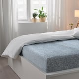 SOMMARSLÖJA Flat sheet and 2 pillowcase, blue/white, 240x260/50x80 cm
