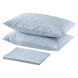 SOMMARSLÖJA Flat sheet and 2 pillowcase, blue/white, 240x260/50x80 cm