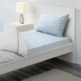 SOMMARSLÖJA Flat sheet and pillowcase, blue/white, 150x260/50x80 cm