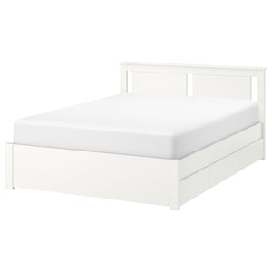 Songesand Bed Frame With 4 Storage Boxes White Lonset Ikea