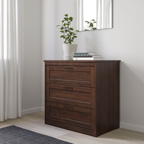SONGESAND bedroom furniture, set of 5, brown, 180x200 cm (707/8x783/4
