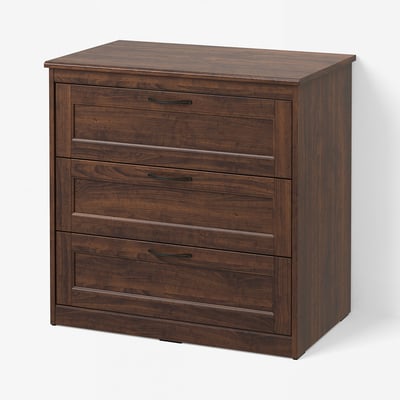 SONGESAND Chest of 3 drawers, brown, 82x81 cm