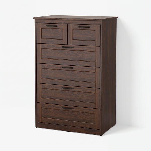 SONGESAND Chest of 6 drawers, brown, 82x126 cm