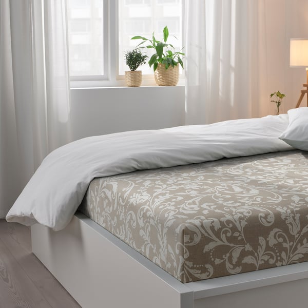 SORGMAL Flat sheet and 2 pillowcase, beige, 240x260/50x80 cm