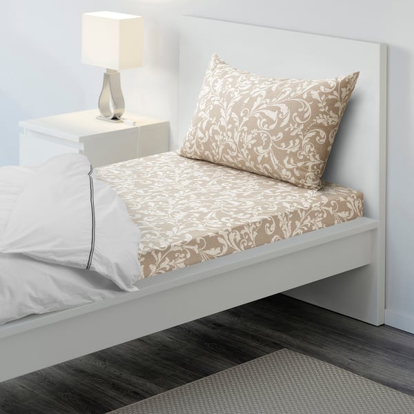 SORGMAL Flat sheet and pillowcase, beige, 150x260/50x80 cm