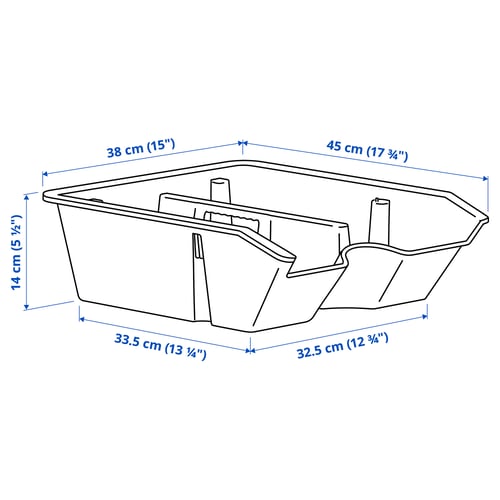 Illustration with measurements for the product: SORTERA.