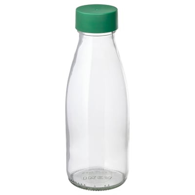 FORMSKÖN Water bottle, clear glass/yellow, 17 oz - IKEA