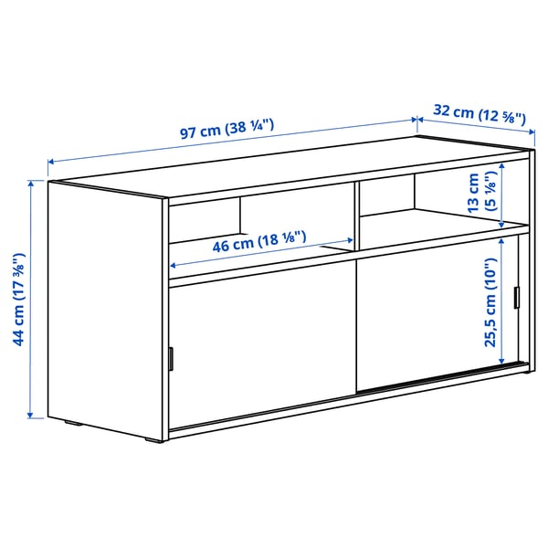 SPIKSMED TV storage combination, light grey, 234x32x96 cm