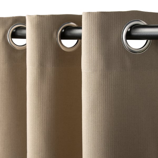 SPIRBJÖRNBÄR Room darkening curtains, 1 pair, beige/with eyelets, 145x250 cm