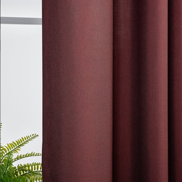 SPIRBJÖRNBÄR Room darkening curtains, 1 pair, dark brown-red/with eyelets, 145x250 cm