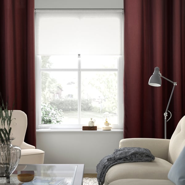 SPIRBJÖRNBÄR Room darkening curtains, 1 pair, dark brown-red/with eyelets, 145x250 cm