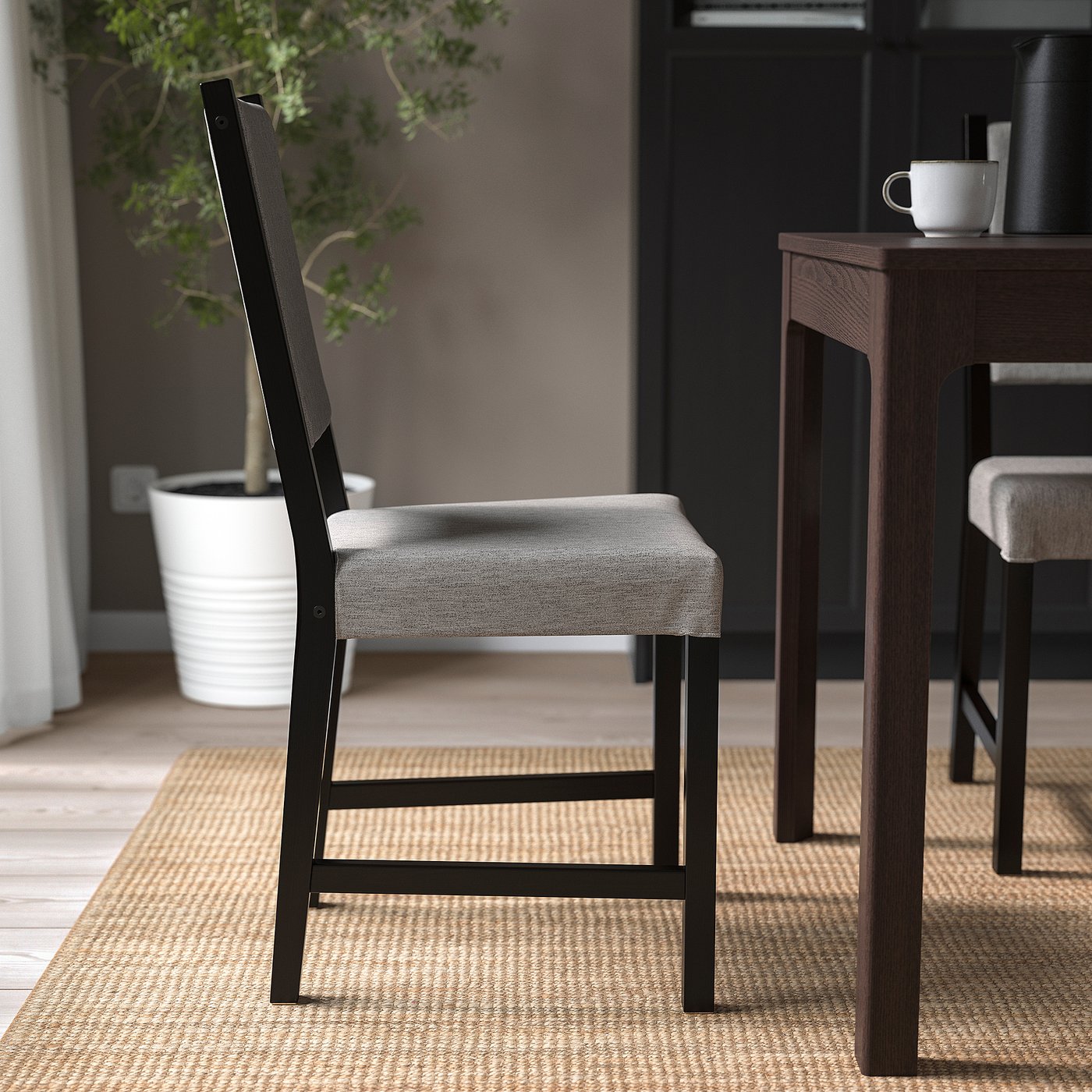 STEFAN chair, brown-black/Knisa grey/beige - IKEA