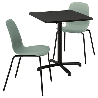 STENSELE / LIDÅS Table and 2 chairs, anthracite anthracite/green black, 70x70 cm