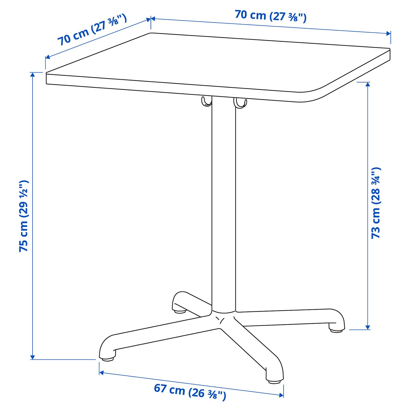 【値下げしましたIKEA STENSELE ステーンセレテーブル70×103cm STENSELE table, anthracite/anthracite, 70x70 cm (271/2x271/2