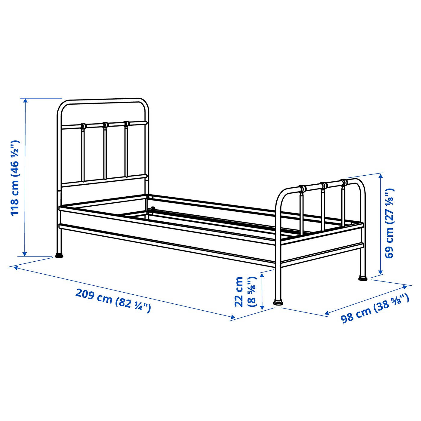 STJÄRNÖ bed frame, anthracite/Luröy, 90x200 cm (353/8x783/4
