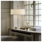 STOCKHOLM 2025 Table lamp, white textile/brass-plated, 65 cm