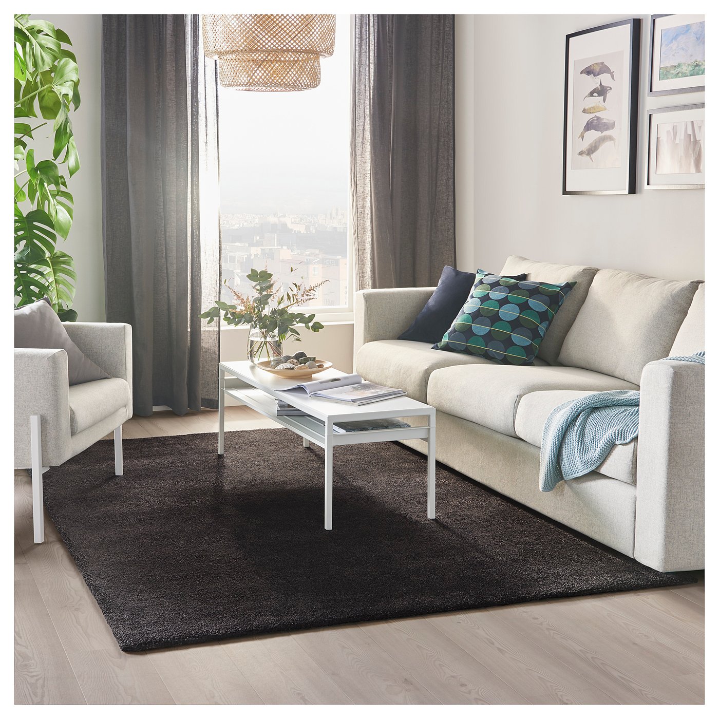 STOENSE Rug, low pile, dark grey, 170x240 cm - IKEA