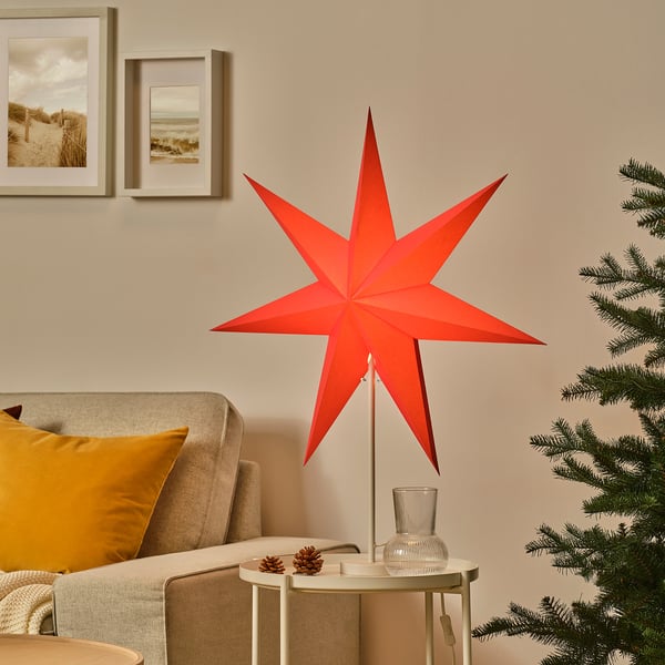 STRÅLA Lamp shade, red, 70 cm