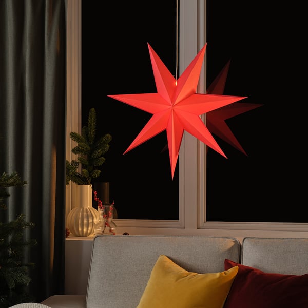 STRÅLA Lamp shade, red, 70 cm