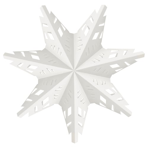 IKEA STRÅLA white paper star-shaped lamp, symmetrical design, central cut-outs.